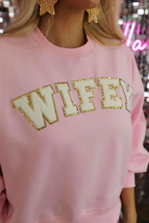 Розовый свитшот с длинным рукавом и принтом WIFEY