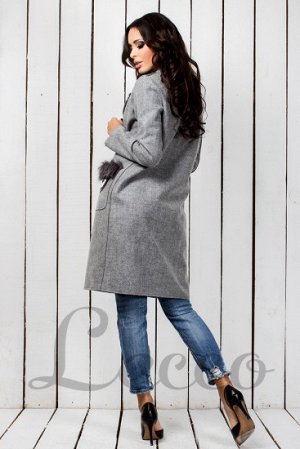 Пальто Материал: кашемирДлина : до коленаДлина рукава: длинныйЦвет: серый