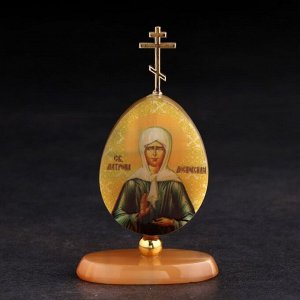 Сувенир " Яйцо с крестом "Матрона Московская"", селенит