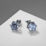 Серьги со стразами &quot;Пусеты&quot; круг классика, d=0,8см, цвет белый в серебре