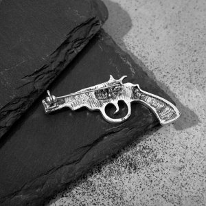 Брошь "Револьвер", цвет чернёное серебро