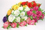 Цветы искусственные в букете роз с листом Н:63см/13г (mix 6 шт.)