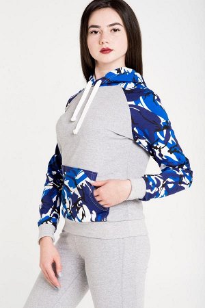 Джемпер с карманом женский, цвет синий/серый