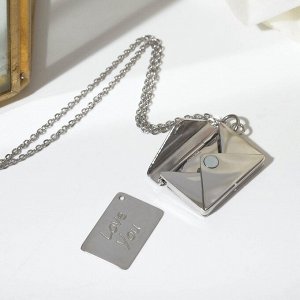 Кулон "Конверт" с посланием, цвет серебро, 46 см