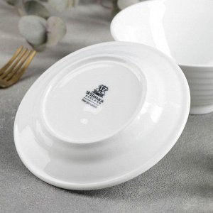 Миска фарфоровая с блюдцем, 2 предмета: миска 500 мл, блюдце d=15 см, цвет белый