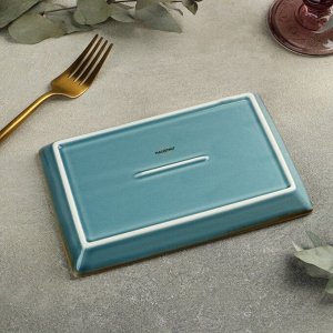Маслёнка фарфоровая Magistro «Церера», 18*12 см, цвет голубой