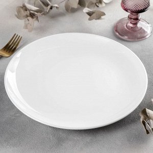 Тарелка фарфоровая обеденная с утолщённым краем Wilmax Olivia Pro, d=25,5 см, цвет белый