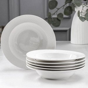 Набор тарелок глубоких фарфоровый «Юлия Высоцкая», 400 мл, d=22,5 см, 6 шт, цвет белый