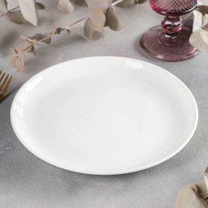 Тарелка фарфоровая десертная с утолщённым краем Wilmax Olivia Pro, d=20 см, цвет белый