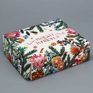 Коробка для кондитерских изделий  «Новогодняя ботаника», 17 ? 20 ? 6 см