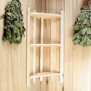 Полка для бани и сауны, 75x38x16 см, угловая, липа, 3 яруса, «Добропаровъ»