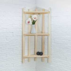 Полка для бани и сауны, 75x38x16 см, угловая, липа, 3 яруса, «Добропаровъ»