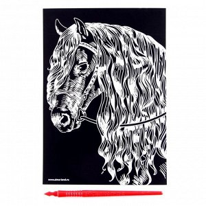 Гравюра «Лошадь» с металлическим эффектом серебра А5