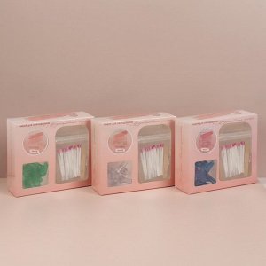Набор для наращивания ногтей: стекловолокно, зажимы, белый гель, в картонной коробке