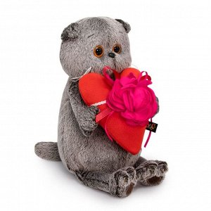 Мягкая игрушка «Басик и сердце с цветком», 25 см