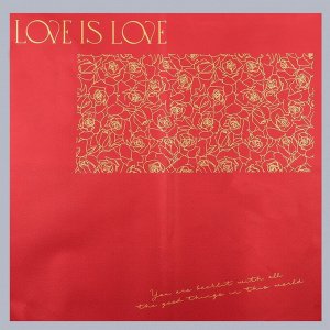 Пленка для цветов матовая, "Любовь и розы", 57х57см, красный