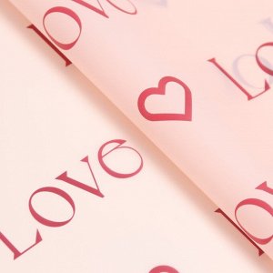 Пленка для цветов матовая, "Love", 0,58х10м, розовый