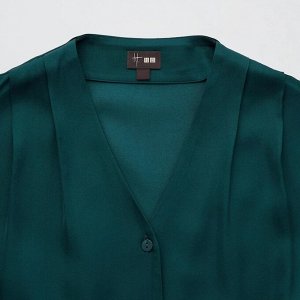 UNIQLO&HANA TAJIMA Атласное платье с V-образным вырезом