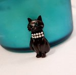 Брошь Кошка с камнями, цвет черный, арт.748.286