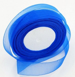 Лента шифон 2,5 см х 23 м цвет синий