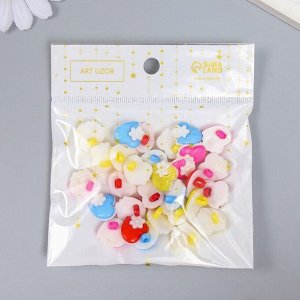 Набор пуговиц декоративных пластик "Сердечко с цветочком" набор 30 шт 1,4х1,4 см МИКС