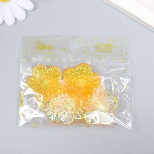 Декор для творчества пластик  "Цветок" голография оранж набор 6 шт 3,5х3,5 см