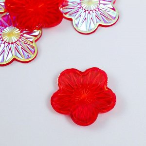 Декор для творчества пластик  "Цветок" голография красный набор 6 шт 3,5х3,5 см