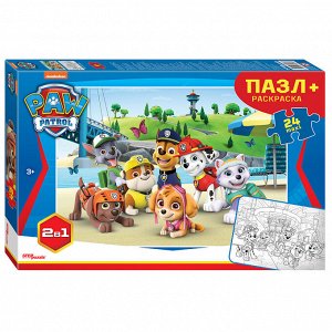 Мозаика "puzzle" maxi 24 + раскраска "Щенячий патруль" 66007