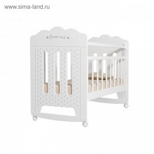 Кровать детская BONNE колесо-качалка с маятником  (белый) (1200х600)
