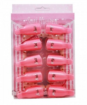 Nail Art Зажим-прищепка для снятия искусственных покрытий, 10 шт/уп, светло-розовый