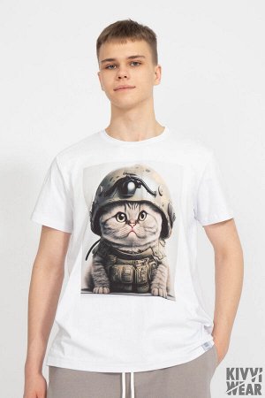 Футболка Футболка Kivviwear 1010/15 белый 
Состав: Хлопок-92%; Эластан-8%;
Сезон: Весна
Рост: 170

Джемпер мужской классического кроя. Принт методом термопереноса, цифровая печать. Ткань кулирная гла
