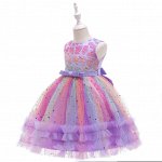 Платье детское, с декором, цвет фиолетовый