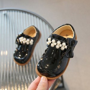 Туфли детские, с декором, цвет черный
