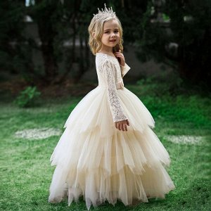 Платье детское, с длинными рукавами, цвет белый