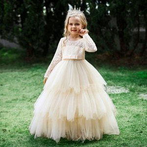 Платье детское, с длинными рукавами, цвет "шампанского"