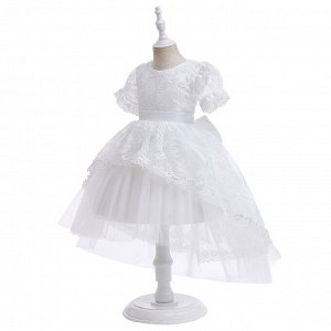 Платье детское, с рукавами-фонариками, цвет белый