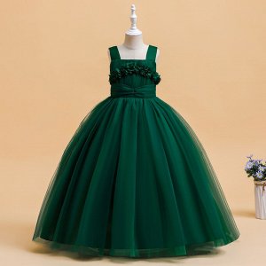 Платье детское, цвет темно-зеленый