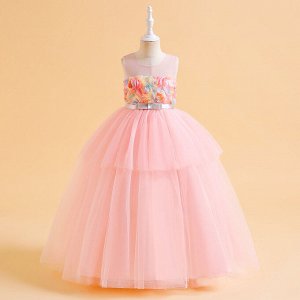 Платье детское, узор "Цветы", цвет розовый