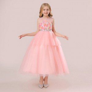Платье детское, узор "Цветы", цвет розовый