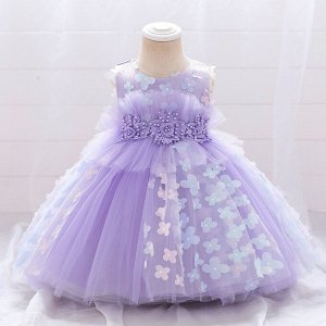 Платье детское для маленьких принцесс, цвет фиолетовый, принт "цветочки"