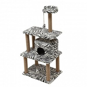 Домик-когтеточка для кошек «Круглый с игрушками» 65 х50 х 130 см