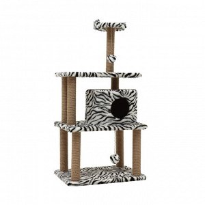 Домик-когтеточка для кошек «Круглый с игрушками» 65 х50 х 130 см