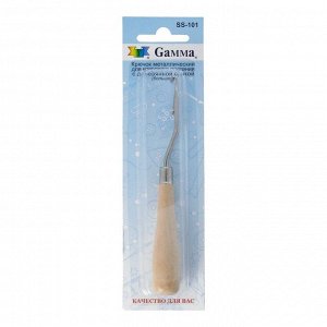"Gamma" SS-101 крючок для коврового плетения металл дерево в блистере с деревянной ручкой