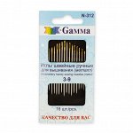 Иглы для шитья ручные &quot;Gamma&quot; N-312 для вышивания №3-9 16 шт. в конверте с прозрачным дисплеем .