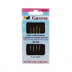 Иглы для шитья ручные &quot;Gamma&quot; N-377 гобеленовые №22-24 с двойным ушком 4 шт. в конверте с прозрачным дисплеем острие закругленное