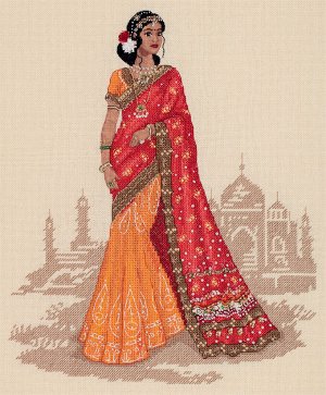 Набор для вышивания "PANNA" "Золотая серия" NM-7245 "Женщины мира. Индия" 28.5 х 34 см