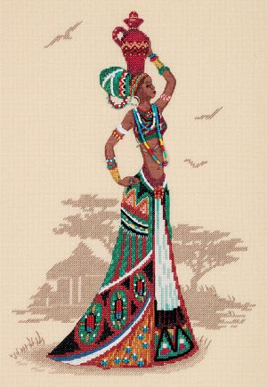 Набор для вышивания "PANNA" "Золотая серия" NM-7270 "Женщины мира. Африка" 26.5 х 38 см