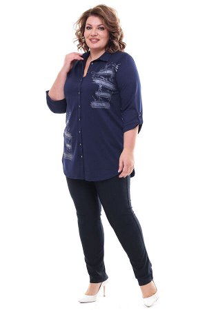 Рубашка Фасон: Рубашка; Материал: Трикотаж; Цвет: Синий; Длина рукава: 3/4 рукав; Параметры модели: Рост 173 см, Размер 54
Рубашка трикотажная с полосками с надписью темно-синяя
Удлиненная рубашка сво