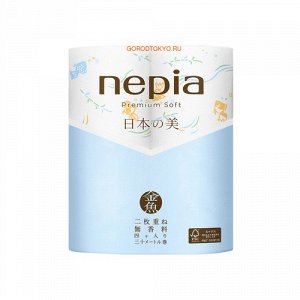"NEPIA" "Premium Soft" Двухслойная туалетная бумага 30 м, (4 рулона, с рисунком рыбки) 1/12