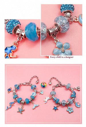 Подарочный набор для создания браслета в сумочке, набор для девочки, голубой